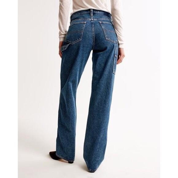 Abercrombie & Fitch Women 30 Jeans Slouchy Carpenter Utility Mid Rise Baggy NEW - Picture 5 of 16